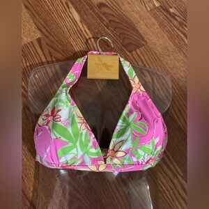 Lilly Pulitzer Pink Floral Halter Bikini Top
